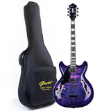 GROTE Jazz Left-Handed Electric Guitar Semi-Hollow Body Trapeze Tailpiece Bridge Guitar Gig Bag