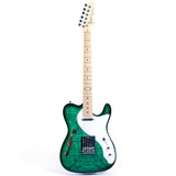 Grote Electric Guitar Semi-Hollow Body Single F-Hole  Tele Style Guitar Full-Size Basswood with Canadia Maple neck Chrome Hardware Picks(Black/Red/Green/Purplle/Blue)