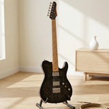 Electric Guitar Burl Wood Look Printed Top Modern Double Cut 6 String HH Pickups Tremolo Maple Neck Gloss Finish