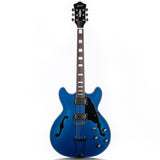 Grote Full Scale Electric Guitar Semi-Hollow Body Guitar with Metal Finished and Stainless Steel Frets with gigbag(Blue)