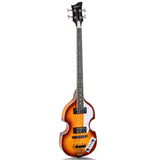 Grote GR-VBB Violin Shaped Electric Bass Semi-Hollow Basswood Flame Maple Top 4 String Bass Guitar