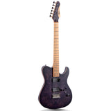 Electric Guitar Burl Wood Look Printed Top Modern Double Cut 6 String HH Pickups Tremolo Maple Neck Gloss Finish