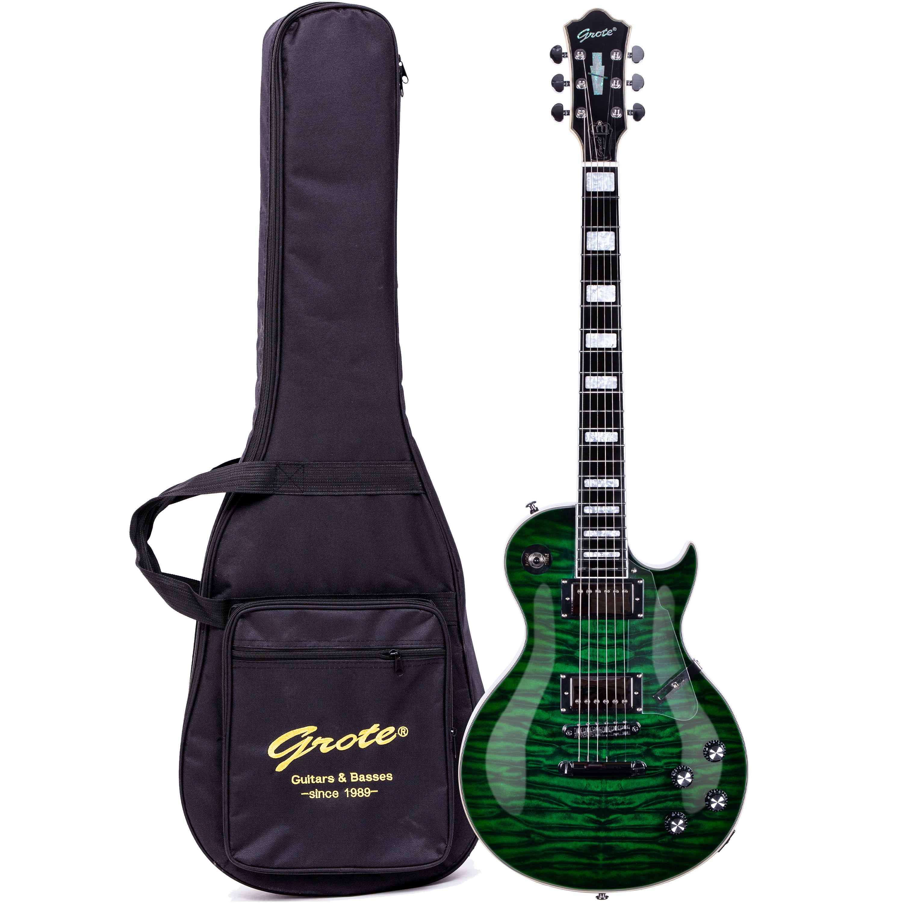美品 Grote LP Style レスポールタイプ シースルーブルー トラ杢