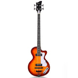 Grote Hollow Body Electric Single-cutaway Bass Guitar Vintage Style Bass with Dual Humbucker Pickups, Professional 4 String Bass for Beginners and Adults
