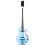 Grote Hollow Body Electric Single-cutaway Bass Guitar Vintage Style Bass with Dual Humbucker Pickups, Professional 4 String Bass for Beginners and Adults