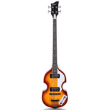 Grote GR-VBB Violin Shaped Electric Bass Semi-Hollow Basswood Flame Maple Top 4 String Bass Guitar