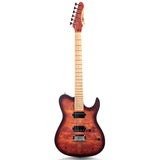 Electric Guitar Burl Wood Look Printed Top Modern Double Cut 6 String HH Pickups Tremolo Maple Neck Gloss Finish