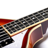 Grote GR-VBB Violin Shaped Electric Bass Semi-Hollow Basswood Flame Maple Top 4 String Bass Guitar