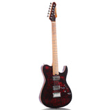 Electric Guitar Burl Wood Look Printed Top Modern Double Cut 6 String HH Pickups Tremolo Maple Neck Gloss Finish