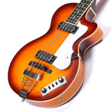 Grote Hollow Body Electric Single-cutaway Bass Guitar Vintage Style Bass with Dual Humbucker Pickups, Professional 4 String Bass for Beginners and Adults