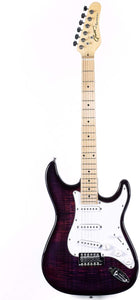 Grote Electric Guitar ST Style Full-Size Printed Pawlonia Solid Body Canadian Maple Neck Chrome Hardware (Red/Brown/Blue/Purple)