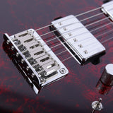 Electric Guitar Burl Wood Look Printed Top Modern Double Cut 6 String HH Pickups Tremolo Maple Neck Gloss Finish
