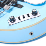 Grote Hollow Body Electric Single-cutaway Bass Guitar Vintage Style Bass with Dual Humbucker Pickups, Professional 4 String Bass for Beginners and Adults