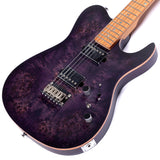 Electric Guitar Burl Wood Look Printed Top Modern Double Cut 6 String HH Pickups Tremolo Maple Neck Gloss Finish