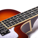Grote Hollow Body Electric Single-cutaway Bass Guitar Vintage Style Bass with Dual Humbucker Pickups, Professional 4 String Bass for Beginners and Adults