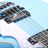 Grote Hollow Body Electric Single-cutaway Bass Guitar Vintage Style Bass with Dual Humbucker Pickups, Professional 4 String Bass for Beginners and Adults