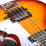 Grote Hollow Body Electric Single-cutaway Bass Guitar Vintage Style Bass with Dual Humbucker Pickups, Professional 4 String Bass for Beginners and Adults