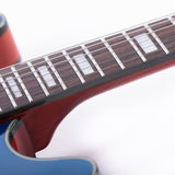 Grote Full Scale Electric Guitar Semi-Hollow Body Guitar with Metal Finished and Stainless Steel Frets (Blue)