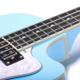 Grote Hollow Body Electric Single-cutaway Bass Guitar Vintage Style Bass with Dual Humbucker Pickups, Professional 4 String Bass for Beginners and Adults