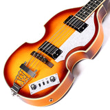 Grote GR-VBB Violin Shaped Electric Bass Semi-Hollow Basswood Flame Maple Top 4 String Bass Guitar