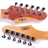 Electric Guitar Burl Wood Look Printed Top Modern Double Cut 6 String HH Pickups Tremolo Maple Neck Gloss Finish