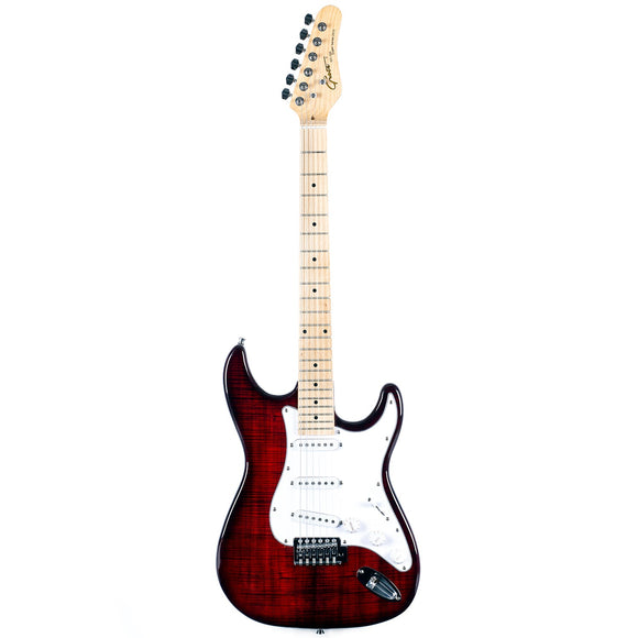 Grote Electric Guitar ST Style Full-Size Printed Pawlonia Solid Body Canadian Maple Neck Chrome Hardware (Red/Brown/Blue/Purple)