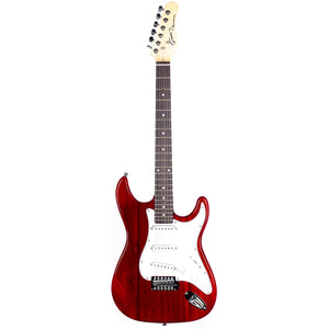 Grote Electric Guitar ST Style Full-Size Gloss Pawlonia Solid Body Canadian Maple Neck Chrome Hardware (Red/Blue/Black/VS/3TS)