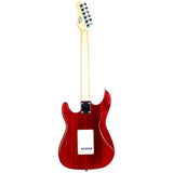 Grote Electric Guitar ST Style Full-Size Gloss Pawlonia Solid Body Canadian Maple Neck Chrome Hardware (Red/Blue/Black/VS/3TS)