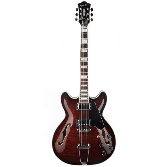 GROTE 335 style Semi-Hollow Body Jazz Electric Guitar GRWB-HWBR