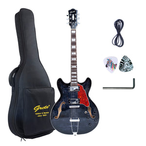 GROTE 335 style Semi-Hollow Body Jazz Electric Guitar with Gigbag