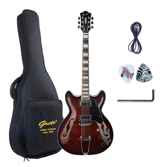 GROTE 335 style Semi-Hollow Body Jazz Electric Guitar GRDB-HWBR