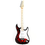 Grote water transfer printing electric guitar with gigbag picks (Red)