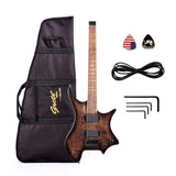 Grote Headless Electric Guitar Maple Veneer Top Body with Gigbag