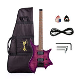 Grote Headless Electric Guitar Maple Veneer Top Body with Gigbag
