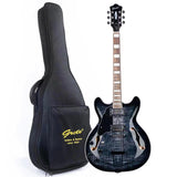 GROTE Jazz Left-Handed Electric Guitar Semi-Hollow Body Trapeze Tailpiece Bridge Guitar Gig Bag