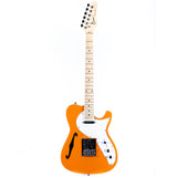 Grote Electric Guitar Semi-Hollow Body Single F-Hole   Gloss Pain Tele Style Guitar Full-Size Basswood with Canadia Maple neck Chrome Hardware Picks