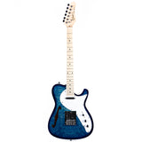 Grote Electric Guitar Semi-Hollow Body Single F-Hole  Tele Style Guitar Full-Size Basswood with Canadia Maple neck Chrome Hardware Picks(Black/Red/Green/Purplle/Blue)