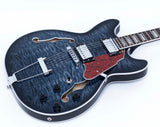 GROTE 335 style Semi-Hollow Body Jazz Electric Guitar with Gigbag (DH-BK)