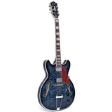 GROTE 335 style Semi-Hollow Body Jazz Electric Guitar with Gigbag (DH-BK)