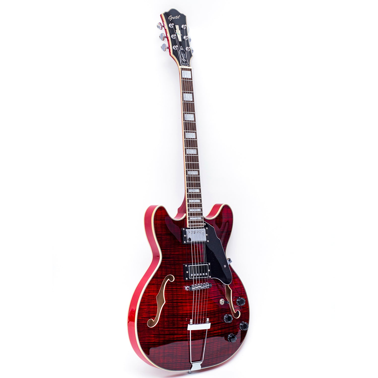 GROTE 335 style Semi-Hollow Body Jazz Electric Guitar with Gigbag