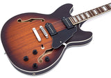 GROTE Electric Guitar Semi-Hollow Body Guitar matte finished P90 Pickups (Vintage Sunburst)