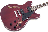 GROTE Electric Guitar Semi-Hollow Body Guitar matte finished P90 Pickups (RED)