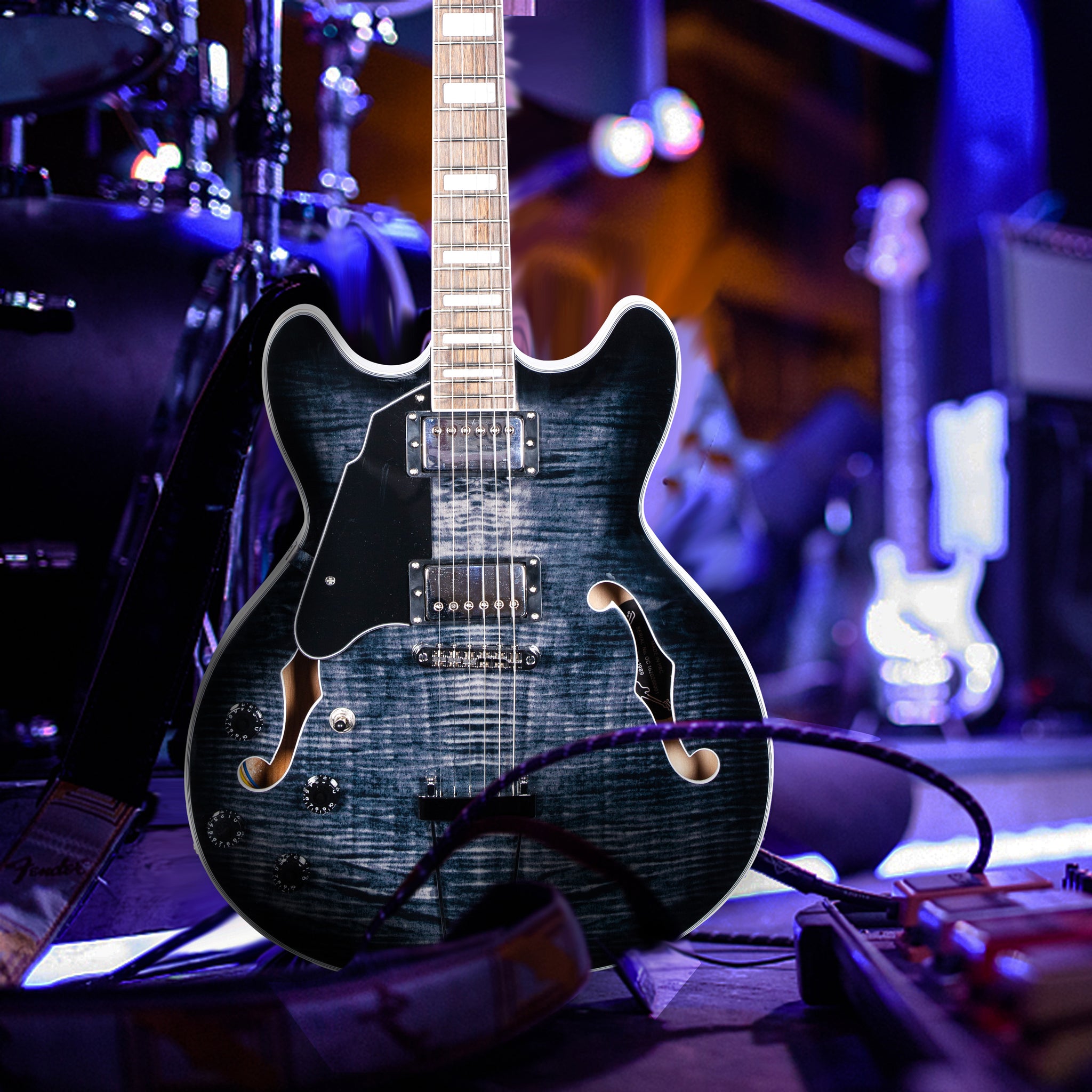 GROTE Jazz Left-Handed Electric Guitar Semi-Hollow Body Trapeze